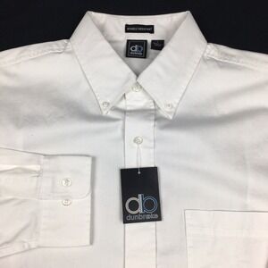 Dunbrooke Shirt Mens Large White Cotton Twill Wrinkle Free NWT!